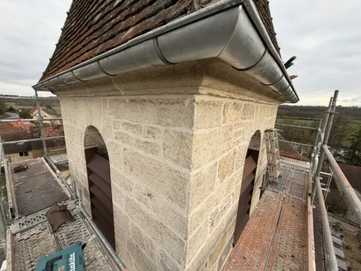 Changement de gouttière sur l'église de Marpain, Dole, Richard Bois & Toit