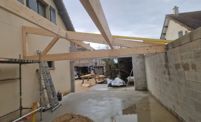 Pose des demi-fermes et pannes