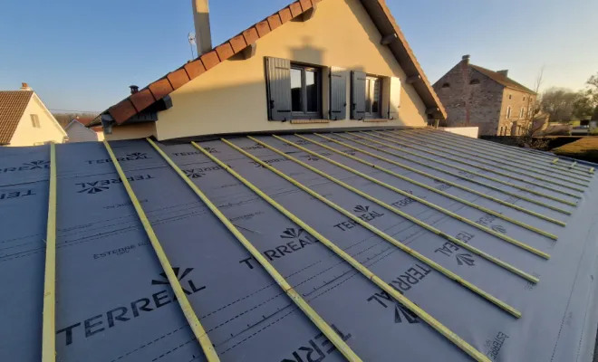 Pose de la sous toiture et contre lattage