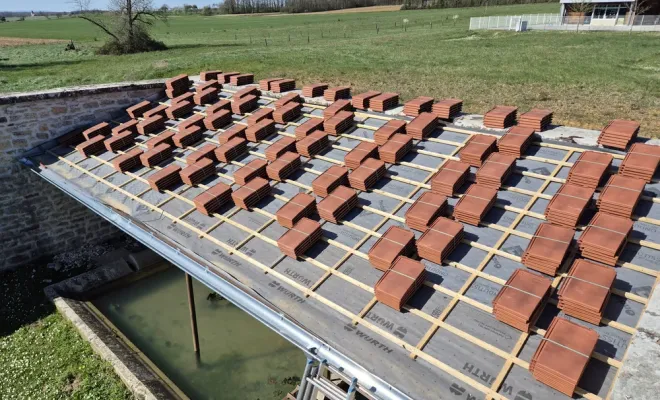 Rénovation d'un toit monopant pour le lavoir à Dammartin-Marpain, Dole, Richard Bois & Toit